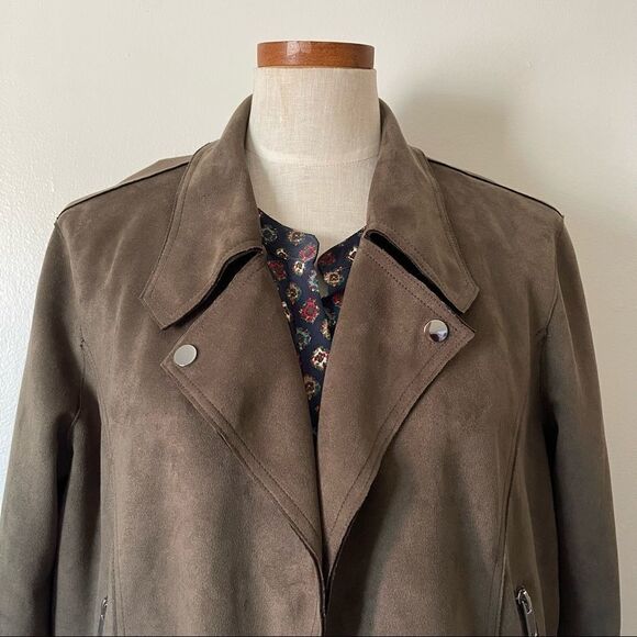 Anthropologie Green Kelyn Faux Suede Moto Jacket size XL NWOT - Picture 3 of 9